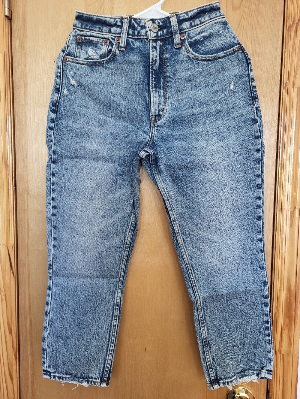 A&F Acid Wash Curvy Love Distressed Jeans